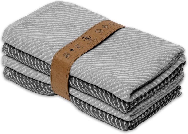 Ossano Decorative Dish Towels Set - 4 Pack, (20" x 30") - Decorative & Large - Versatile as, Kitchen Hand Towel, Dish Towels for Kitchen, Dishcloths, Kitchen Cloths, Gray and Anthracite Gray - Image 1
